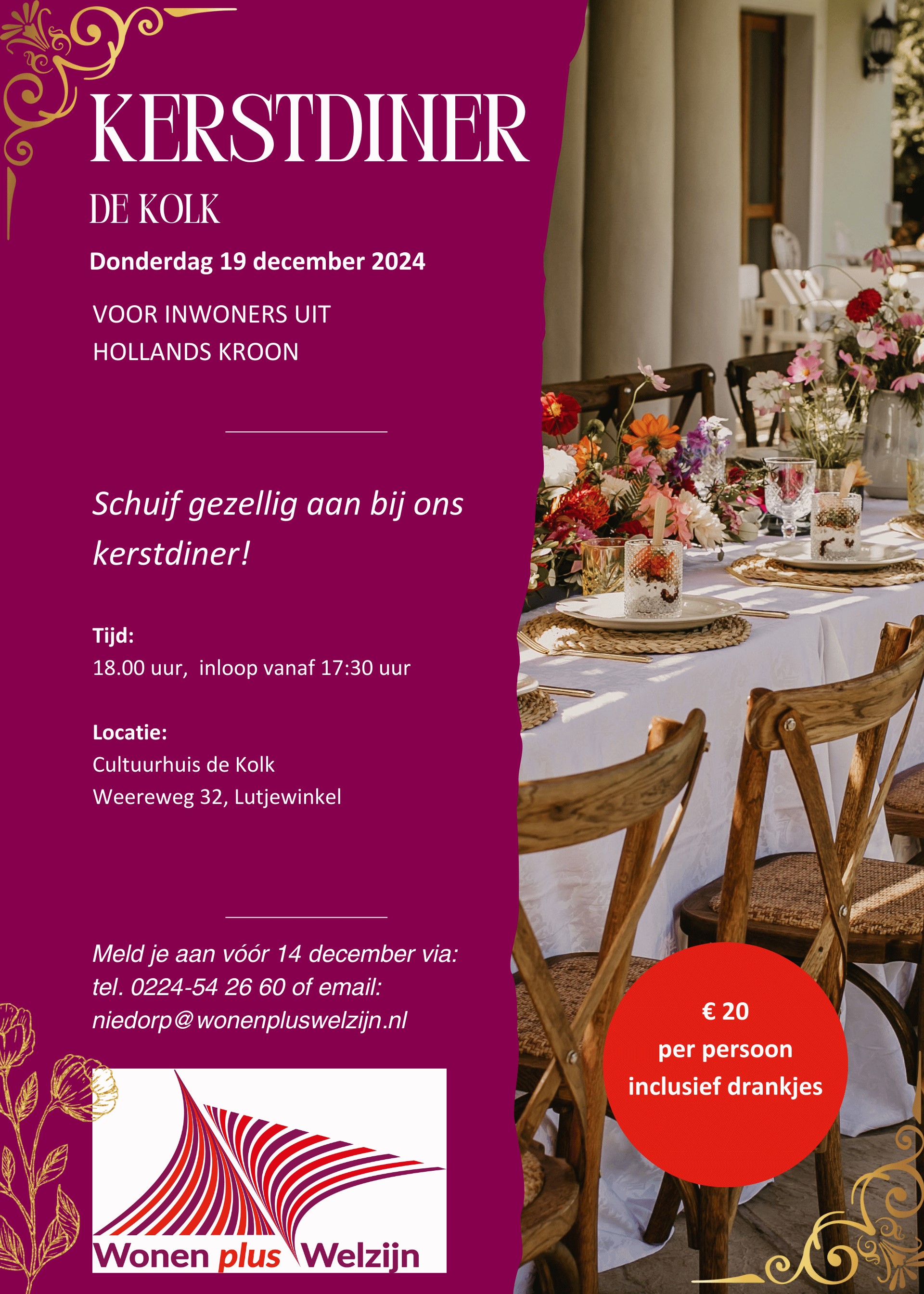 Kerstdiner De Kolk 19 december 24