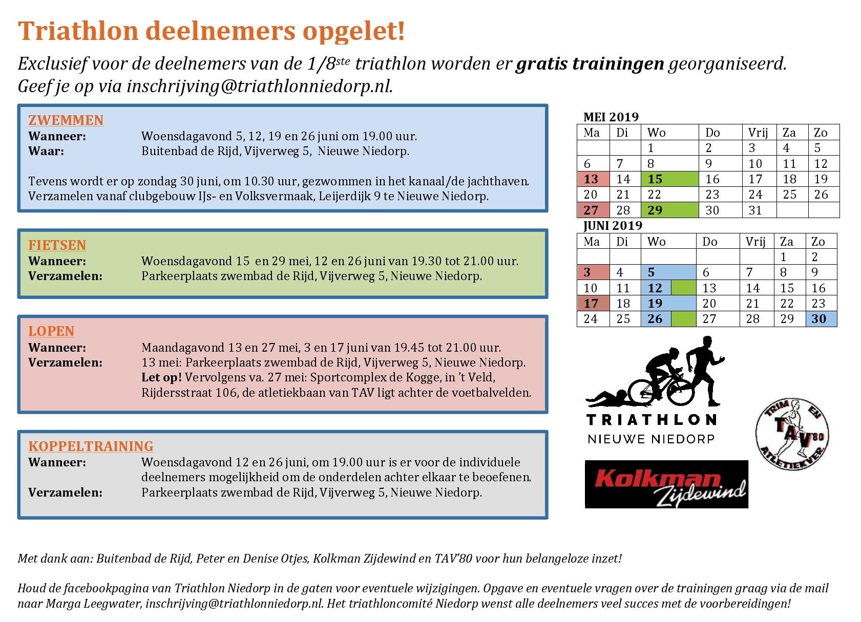 Gratis trainingen Triathlon Nieuwe Niedorp 3kkkkk